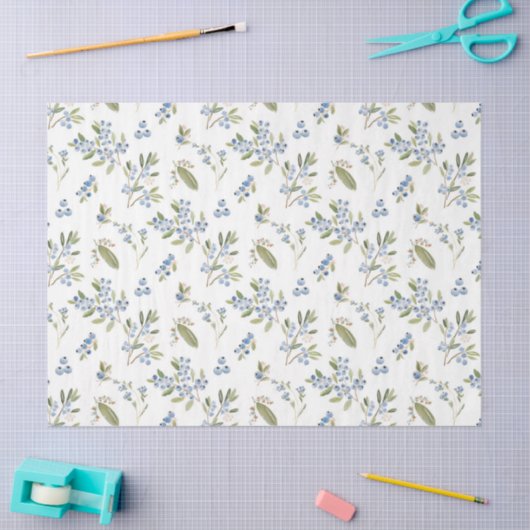 Watercolor Blueberry Pattern 薄葉紙 (クラフト)