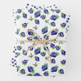 Watercolor Blueberry Pattern Wrapping Paper Sheets ラッピングペーパーシート