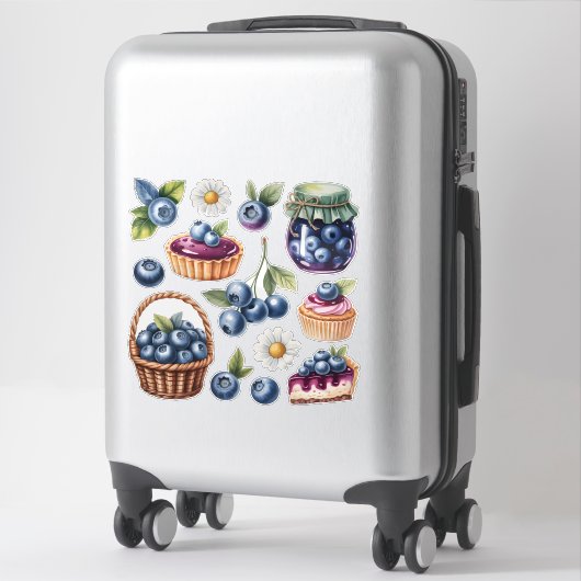 Watercolor Blueberry Treats Sticker Pack Isolated  シール (スーツケース)