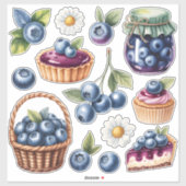 Watercolor Blueberry Treats Sticker Pack Isolated シール (シート)