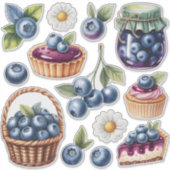 Watercolor Blueberry Treats Sticker Pack Isolated  シール (正面)