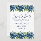 Watercolor Blueberry Wedding Save the Date 招待状 (正面)
