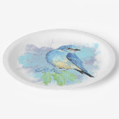 Watercolor Bluebird Pretty Blue Garden Bird Art ペーパープレート (アングル)