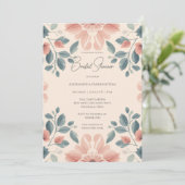 Watercolor Blush and Green Floral Bridal Shower  招待状 (スタンド正面)