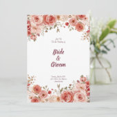 Watercolor Blush Dusty Rose Peony Floral Garland 招待状 (スタンド正面)