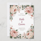 Watercolor Blush Peony Cream Rose Baby's Breath 招待状 (正面)