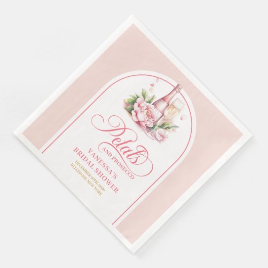 Watercolor Blush Petals and Prosecco Shower Napkin (コーナー)