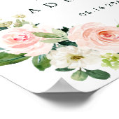 Watercolor Blush Pink Bloom Wedding Welcome Sign ポスター (角)