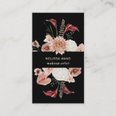 Watercolor Blush Pink Burgundy Flowers 名刺 (正面)