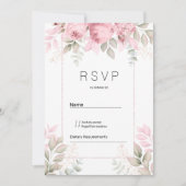 Watercolor blush pink mint white floral RSVP 招待状 (正面)