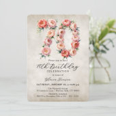 Watercolor Blush Pink Peonies Number 70th Birthday 招待状 (スタンド正面)