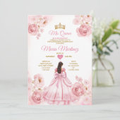 Watercolor Blush Pink Ribbon Bows Mis Quince 招待状 (スタンド正面)