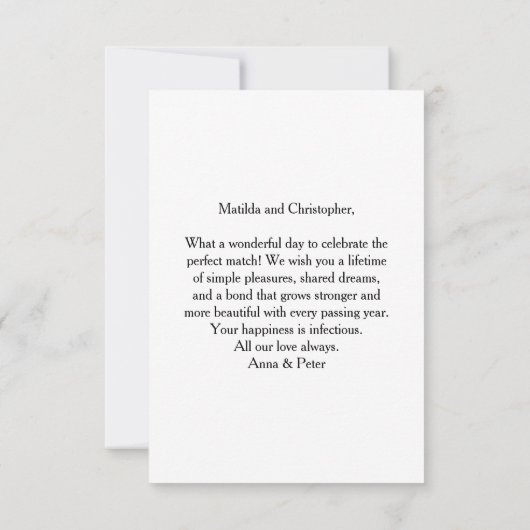 Watercolor Blush Pink Rose & Eucalyptus Wedding カード (裏面)