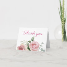 Watercolor Blush Pink Rose Thank You Note