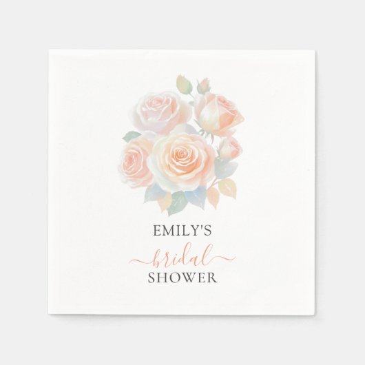 Watercolor Blush Rose Gold Garden Bridal Shower スタンダードカクテルナプキン (正面)