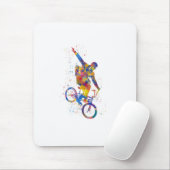 Watercolor bmx rider マウスパッド (マウス)