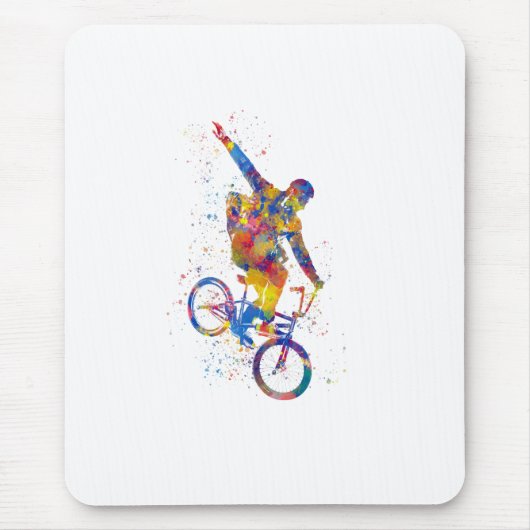 Watercolor bmx rider マウスパッド (正面)