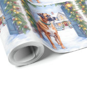 Watercolor Boerboel Farmhouse Gate Christmas ラッピングペーパー (ロールコーナー)