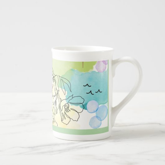 Watercolor Bohemian design on a specialty mug ボーンチャイナマグカップ (右)