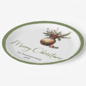 Watercolor Boho Christmas Bouquet in Neutral Plate ペーパープレート (アングル)