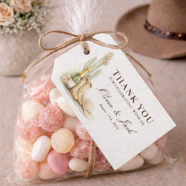 Watercolor Boho Cowboy Boots Bubbly Baby Thank You ギフトタグ