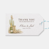 Watercolor Boho Cowboy Boots Bubbly Baby Thank You ギフトタグ (正面(横))