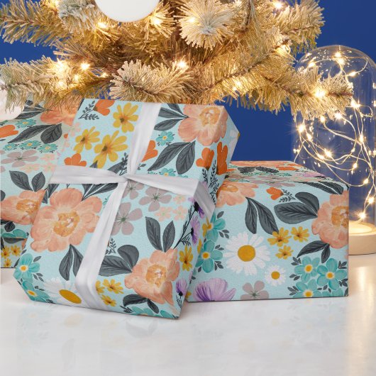 Watercolor Boho Floral ラッピングペーパー (クリスマス)
