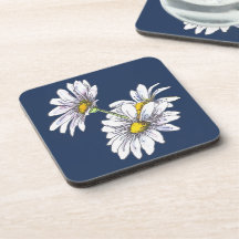 Watercolor Boho Floral Daisy Navy Christmas Gift 