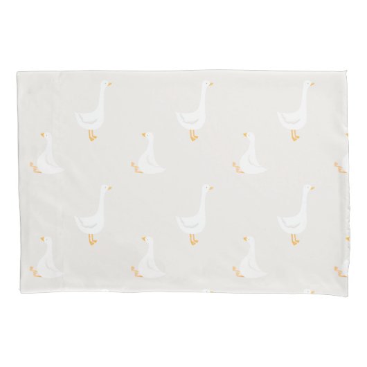 Watercolor Boho Goose Duck White Beige Nursery 枕カバー (正面)