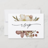 Watercolor Boho Neutral & Rose Wedding RSVP 招待状 (正面)