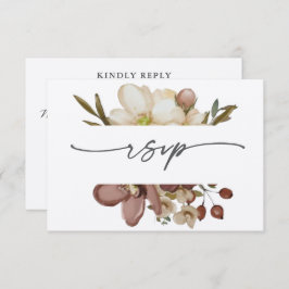 Watercolor Boho Neutral & Rose Wedding RSVP 招待状