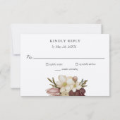 Watercolor Boho Neutral & Rose Wedding RSVP 招待状 (裏面)