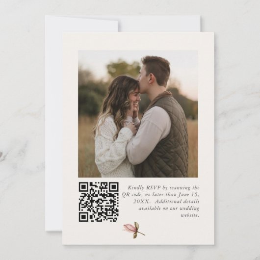 Watercolor Boho Neutral Wedding  招待状 (裏面)