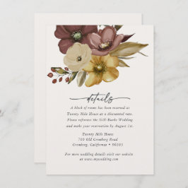 Watercolor Boho Neutral Wedding Details Card ノートカード