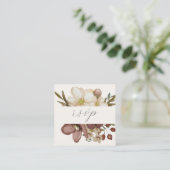 Watercolor Boho Neutral Wedding QR Code RSVP Card エンクロージャーカード (スタンド正面)