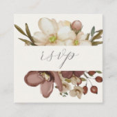 Watercolor Boho Neutral Wedding QR Code RSVP Card エンクロージャーカード (正面)