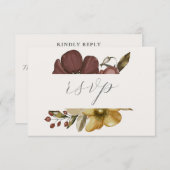 Watercolor Boho Neutral Wedding RSVP 招待状 (正面/裏面)