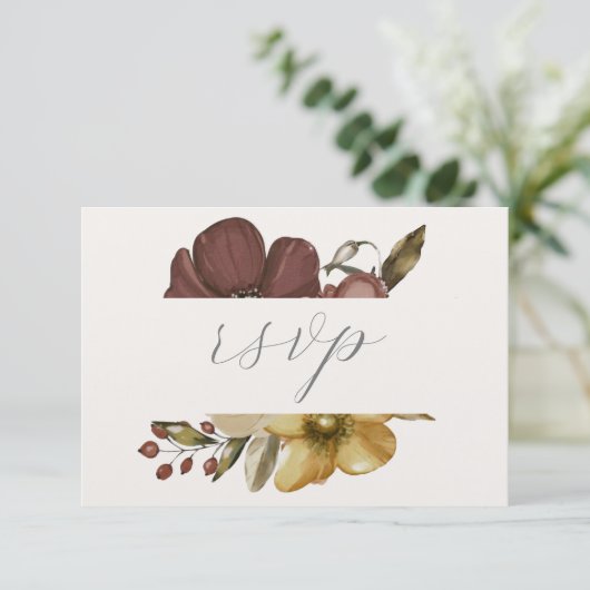 Watercolor Boho Neutral Wedding RSVP 招待状 (スタンド正面)