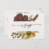 Watercolor Boho Neutral Wedding RSVP 招待状 (正面/裏面)