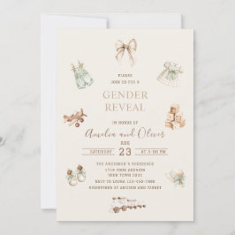 Watercolor Boho Nursery gender reveal  baby shower 招待状