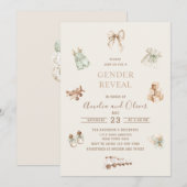 Watercolor Boho Nursery gender reveal  baby shower 招待状 (正面/裏面)