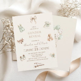 Watercolor Boho Nursery gender reveal  baby shower 招待状