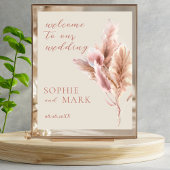 Watercolor Boho Pampas Grass Welcome Wedding ポスター