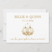 Watercolor Boho Pumpkins Baby Twins Announcement 案内状 (正面)