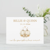 Watercolor Boho Pumpkins Baby Twins Announcement 案内状 (スタンド正面)