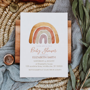 Watercolor Boho Rainbow Baby Shower 招待状