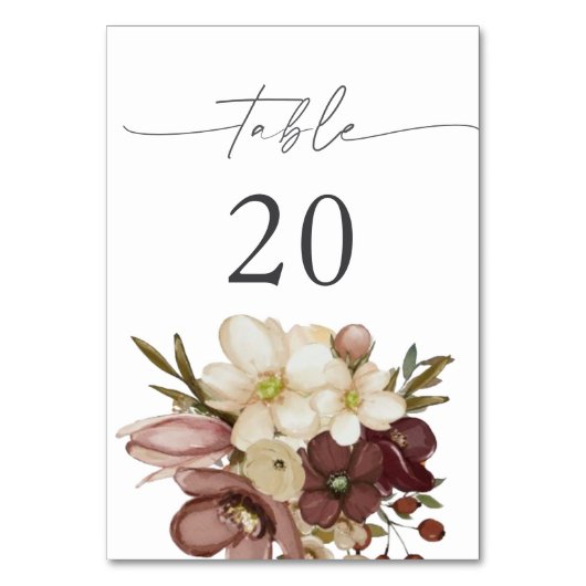 Watercolor Boho Rose &Neutral Table 20 Number テーブルナンバー (正面)