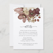 Watercolor Boho Rose & Neutral Wedd Details Card ノートカード (正面)