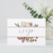 Watercolor Boho Rose & Neutral Wedding RSVP 招待状 (スタンド正面)