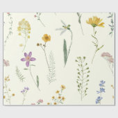 Watercolor Boho Rustic Wildflower Wrapping Paper ラッピングペーパー (フラット)